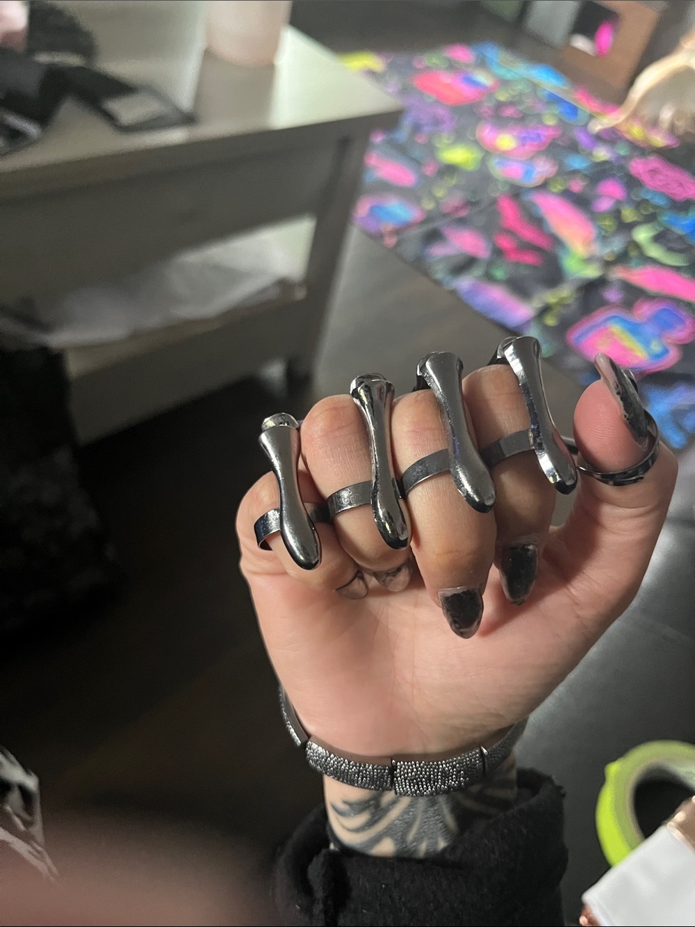 Chrome Skeleton Hand Harness - Picture 4 of 4